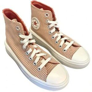 Size 9.5 - Converse Chuck Taylor All Star Move Platform High Checkered - Rhubarb